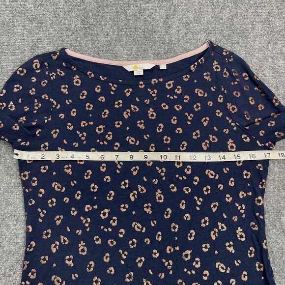 Boden Judith Top Womens Size 6 Navy Boatneck Metallic Rose Gold Animal Print - Picture 7 of 10